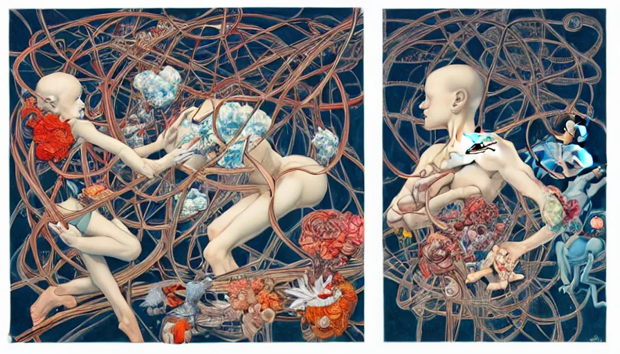 Image similar to the two complementary forces that make up all aspects and phenomena of life, by james jean,