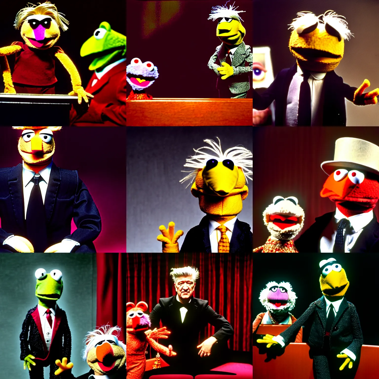 Prompt: david lynch as a muppet on the muppet show, 4 k photograph