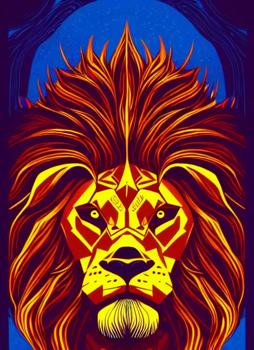 Image similar to concept art by dan mumford of a mask of symbolic lion, style of symbolism art style, digital painting, sharp focus, illustration