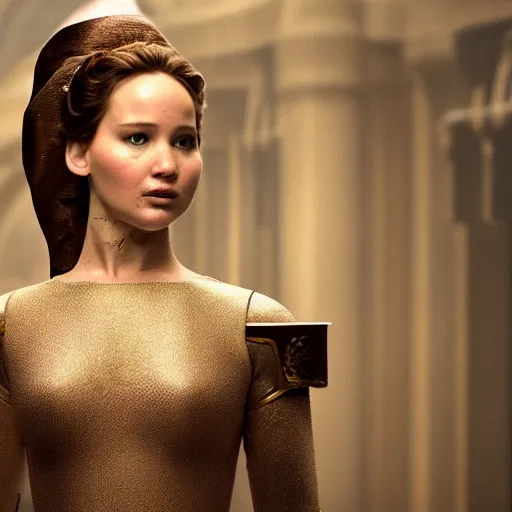 Image similar to jennifer lawrence as princess padme in star wars, 8k resolution, full HD, cinematic lighting, award winning, anatomically correct