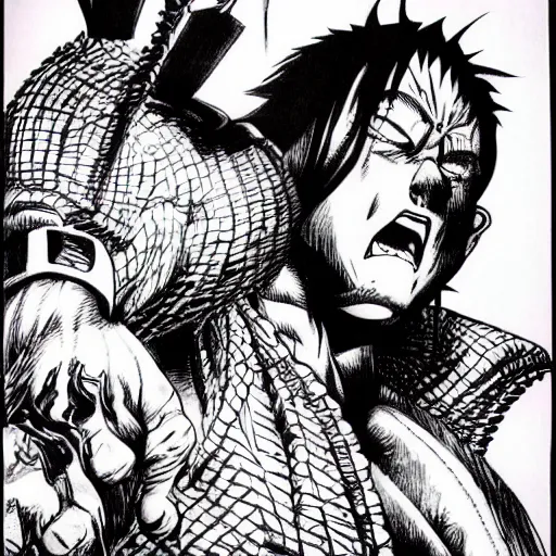 Prompt: billy butcher, carl urban manga art, black and white, by akira toriyama, kentaro miura, detailed, inked, beautiful, hyper realistic