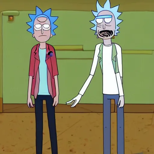 Image similar to rick and morty swapped bodies and unsure of what life is anymore