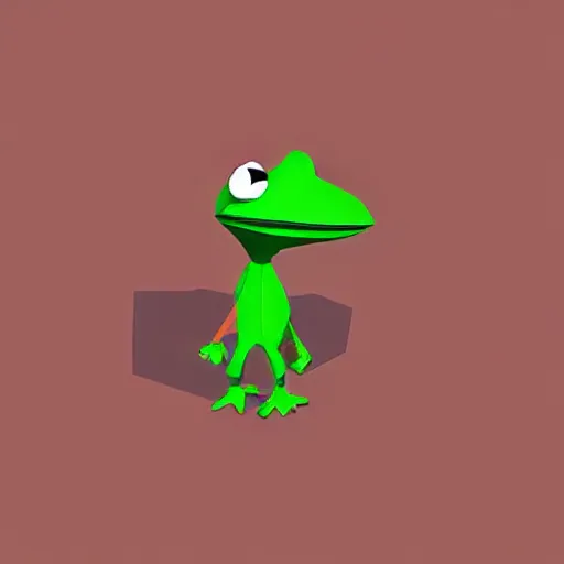 Image similar to isometric pepe the frog meme, low poly, photorealistic, 4k