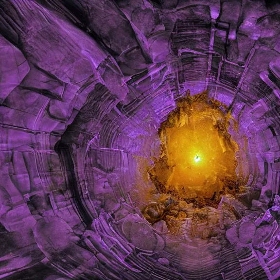 Image similar to detailed shot of inside a cavernous living stomach of a giant goddess, the walls purple and pulsing, lots of acid pooling up on the floor, digesting and dissolving a city that sat in the acid, food pov, micro pov, vore, digital art, furry art, high quality, 8k 3D realistic, macro art, micro art, Furaffinity, Deviantart, Eka's Portal, G6