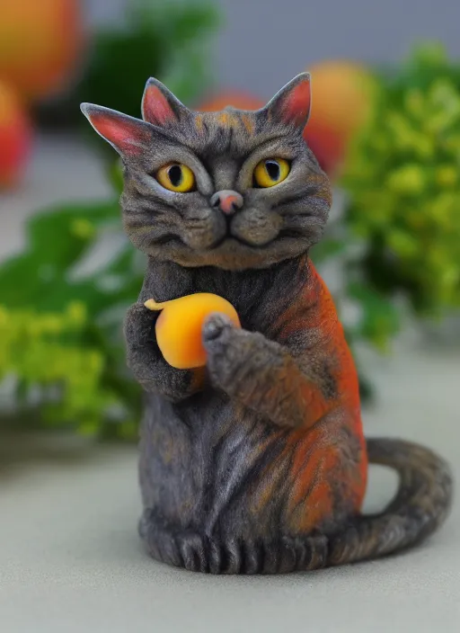 Image similar to 80mm resin detailed miniature of beautiful mango-cat, Product Introduction Photos, 4K, Full body