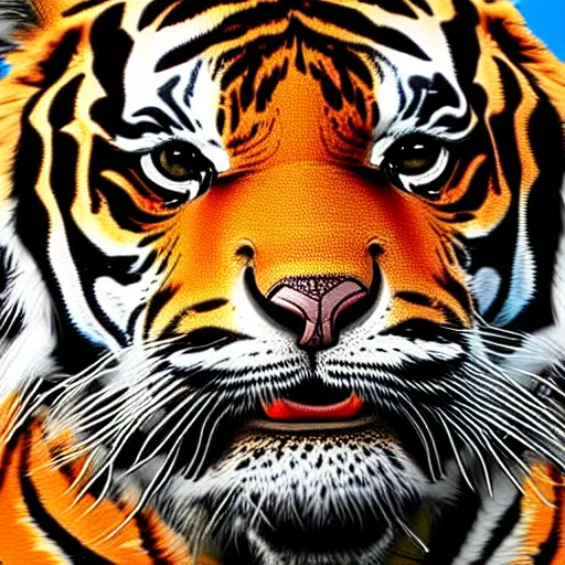 Image similar to a detailed digital art of a steve buscemi disguised as a tiger, 8k, ornate, intricate