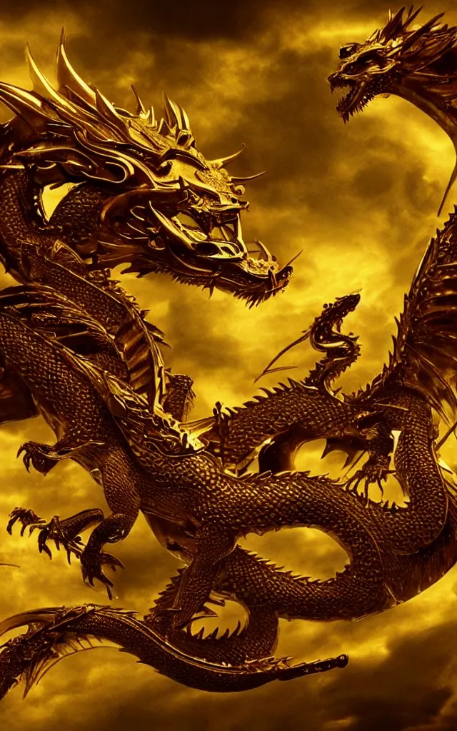 Image similar to golden dragon, epic, legendary, cinematic composition, stunning atmosphere