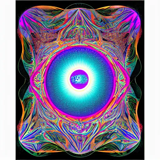 Image similar to fractal all seeing eye psychedelic painting consciousness peaking through the veil