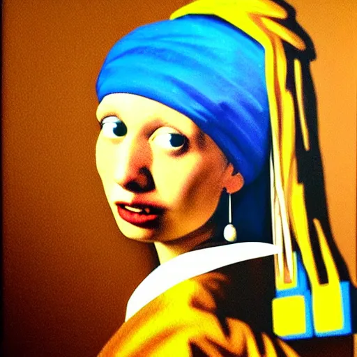 Prompt: portrait of cookie monster as girl with pearl earring