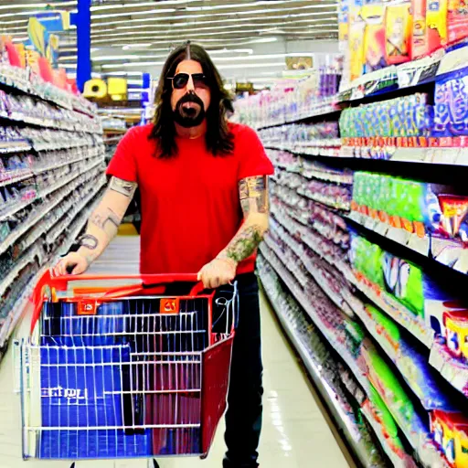 Image similar to dave grohl shopping for tampons at walmart