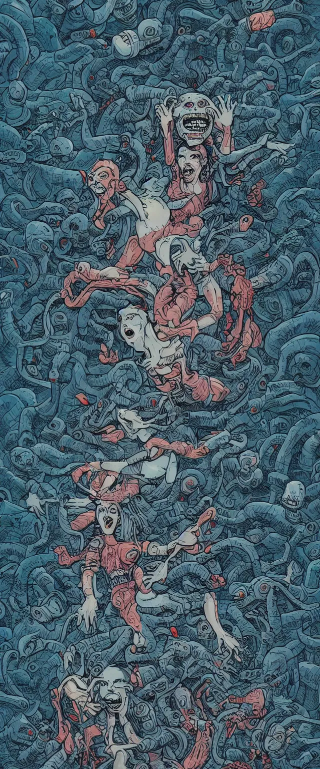 Prompt: woman screaming nightmare alien invasion attacking earth the end of the world, story illustration art by james jean