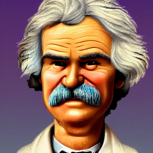 Prompt: mark twain in the style of nick park