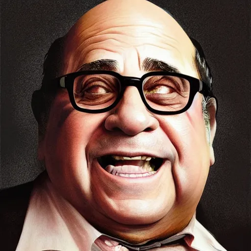 Prompt: portrait of danny devito, highly detailed, digital painting, artstation, concept art, sharp focus, illustration, art by artgerm and greg rutkowski and alphonse mucha