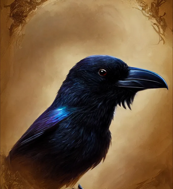 Image similar to perfectly - centered - portrait of a raven bird from league of legends, intricate, highly detailed, digital painting, artstation, concept art, smooth, sharp focus, illustration, unreal engine 5, 8 k, art by artgerm and greg rutkowski and alphonse mucha