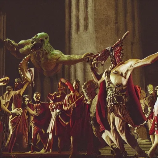 Prompt: a monster at the kingdom of julius caesar