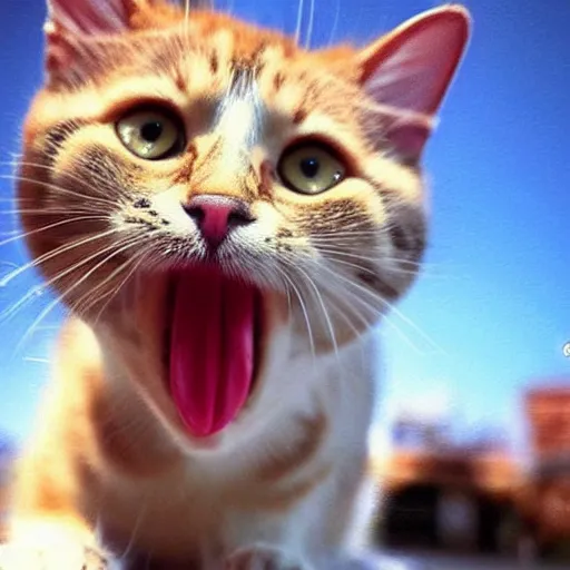 Image similar to selfie of a cute cat showing tongue