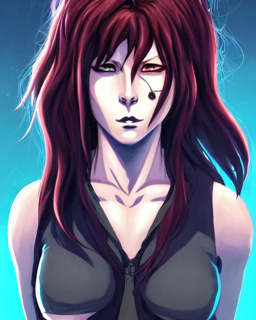 Image similar to a portrait of revy from black lagoon manga, symmetrical eyes, symmetrical face, art by lois van baarle and loish and ross tran and rossdraws and sam yang and samdoesarts and artgerm, digital art, highly detailed, intricate, sharp focus, trending on artstation hq, deviantart, unreal engine 5, 4 k uhd image