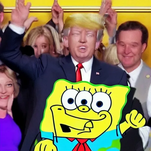 Prompt: photo of spongebob becoming president of the united states,