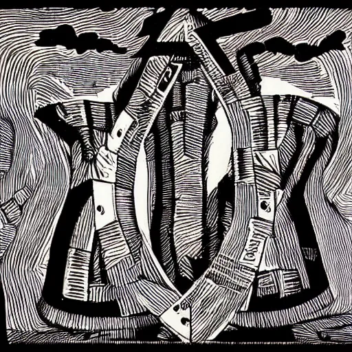 Image similar to an illustration of the rod of asclepius by stanley donwood