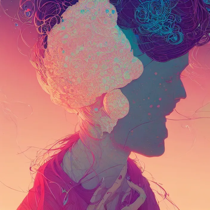 Prompt: portrait of beautiful women, blindfold, artstation winner by victo ngai, kilian eng and by jake parker, by conrad roset, swirly vibrant color lines, winning award masterpiece, fantastically gaudy, aesthetic octane render, 8 k hd resolution