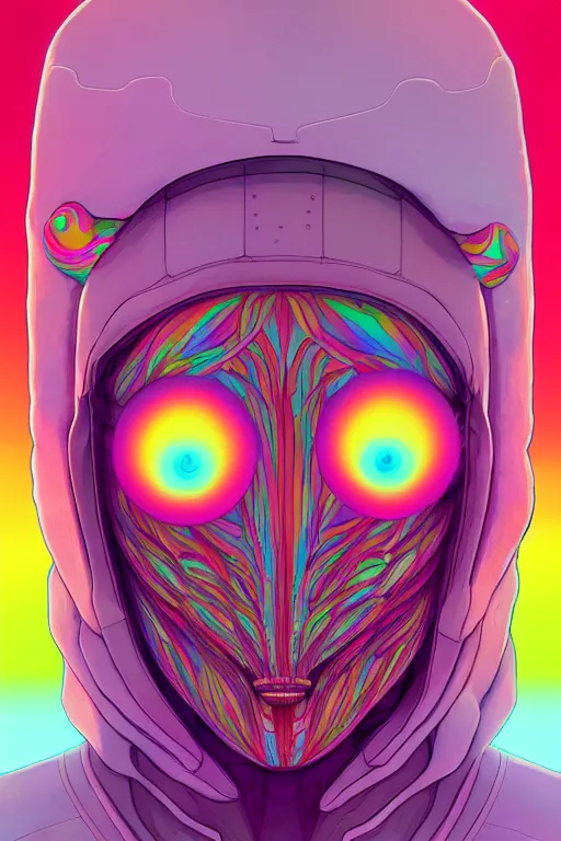 Image similar to 👁🌈👾, artstation, moebius + loish, hd,