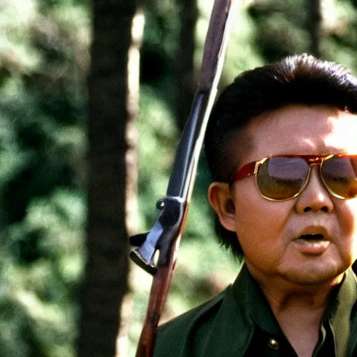 Image similar to a still of Kim Jong-il as John Rambo in Rambo First blood