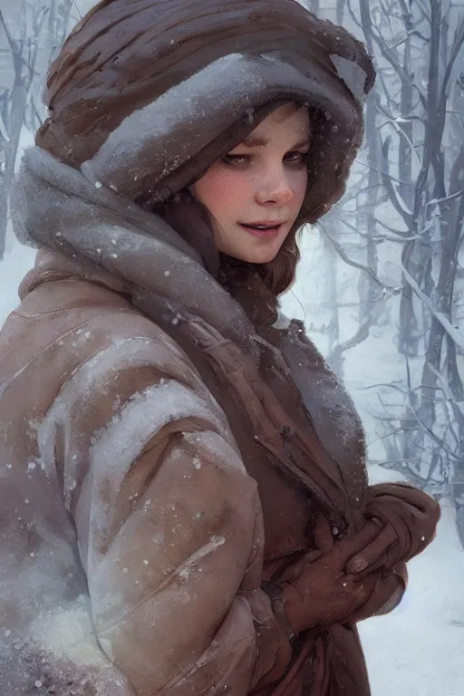 Image similar to portrait of a pregnant woman in the besieged Leningrad in winter, tears, suffering, digital painting, artstation, concept art, smooth, sharp focus, illustration, art by artgerm and greg rutkowski and alphonse mucha