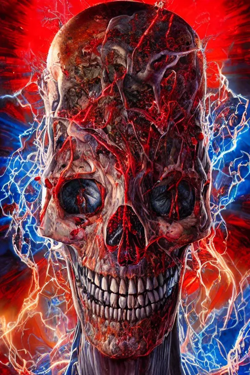 Prompt: uhd hyperrealistic photorealisitc hyperdetailed detailed tom kenny head exploding, skull exposed, puking blood, screaming, with sparking circuits, studio lighting, by ayami kojima amano karol bak, greg hildebrandt and mark brooks