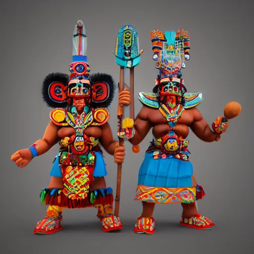 Prompt: 3 d toy aztec gods as funco toy, octane 8 k render