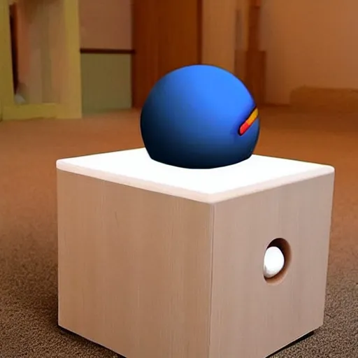 Prompt: cube!!!!!! and ball on table
