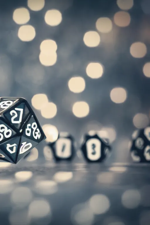 Prompt: closeup photographyof a mutated and futuristic Twenty sided dice, bokeh, sharp focus, intricate, highly detailed, 8k, cinematic, sharp focus