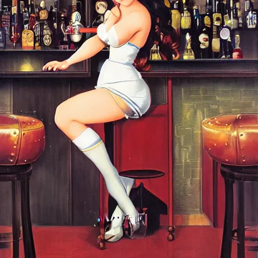 Image similar to tifa lockheart in her bar by gil elvgren