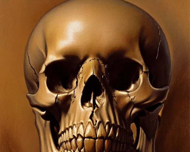 Prompt: a human skull with intricate carvings. highly detailed painting by gaston bussiere, craig mullins, j. c. leyendecker 8 k