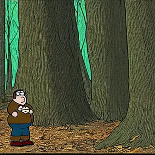 Prompt: Peter Griffin in the blair witch project (1999)