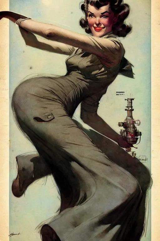 Image similar to (((((1950s pulp science fiction cover. muted colors.))))) by Jean-Baptiste Monge !!!!!!!!!!!!!!!!!!!!!!!!!!!