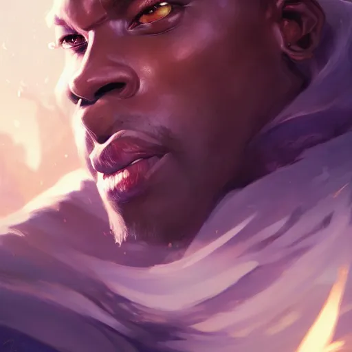 Prompt: portrait of huell babineaux, league of legends champion splash art, in - frame, photorealistic facial features, right side composition, art by pete mohrbacher and guweiz and ilya kuvshinov, highly detailed, intricate, sharp focus, unreal engine 5, 4 k uhd