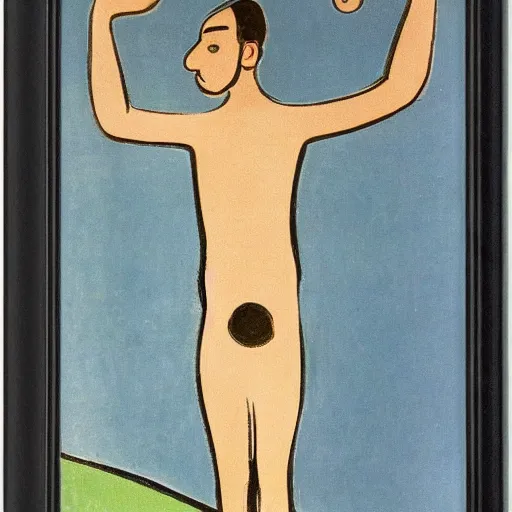 Image similar to mirrored image of a guy pointing a gut at his reflection. mirrored vertical. centered. by matisse.