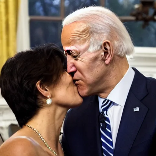 Prompt: justin trudeau kissing joe biden, award winning photograph,