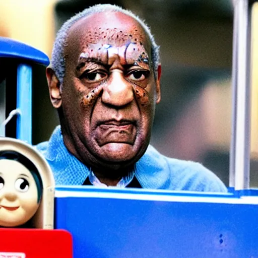 Image similar to bill cosby as thomas the train engine