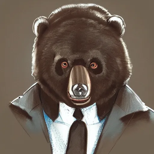 Prompt: profile picture of gambling bear with suit from wall street, concept art, lofi