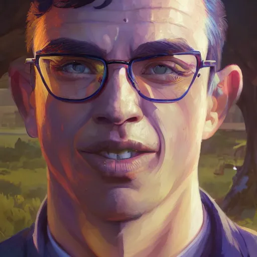 Image similar to highly detailed portrait, young man 🤖, in gta v, stephen bliss, unreal engine, fantasy art by greg rutkowski, loish, rhads, ferdinand knab, makoto shinkai and lois van baarle, ilya kuvshinov, rossdraws, tom bagshaw, global illumination, radiant light, detailed and intricate environment