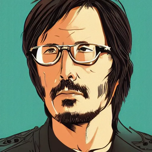 Image similar to hideo kojima retro minimalist portrait, moebius starwatcher, by jean giraud, 8 k