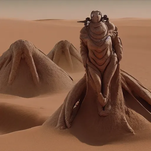 Prompt: cinematic still from the movie dune, monster anatomy,!!!! donald trump!!!!,! baron harkonnen!, dom qwek, john howe, anatomical, highly detailed sculpture, intricate detailed, ommatidia, 8 k, cinematic atmosphere, post - processing