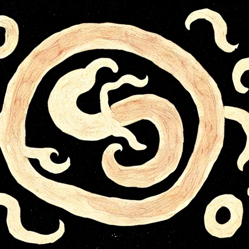Image similar to ouroboros, paleolithic cave painting