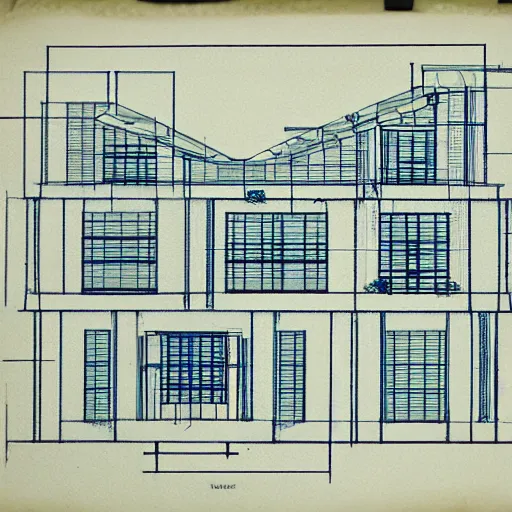 Prompt: futurist house blueprint