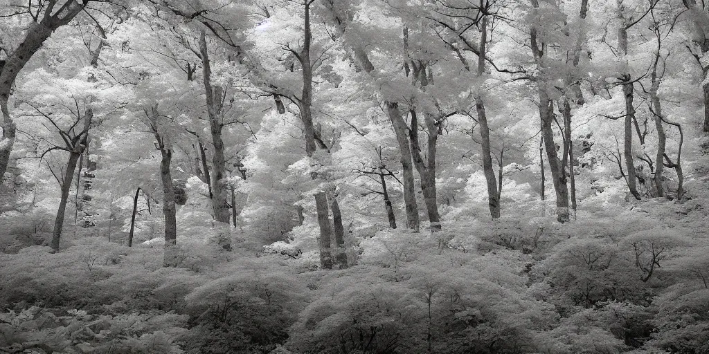 Image similar to infrared photography of a forest, ir 5 5 0 nm, kolari