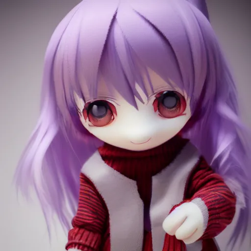 Image similar to cute fumo plush of a girl who has had it up to here, vray