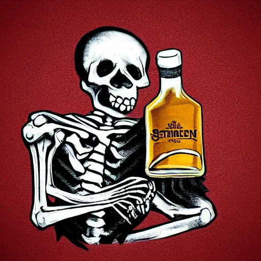 Image similar to skeleton drinking whiskey