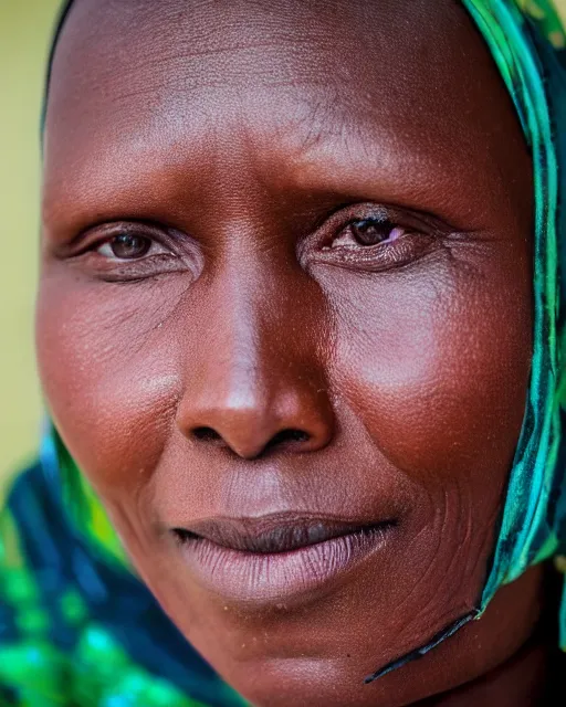 Prompt: a close up portrait photo of daisy pagac, consultant in chad, by paula lehner