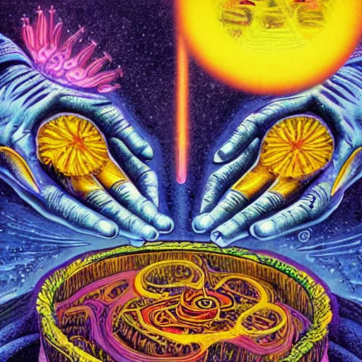 Prompt: a detailed illustration showing the creation of DMT.